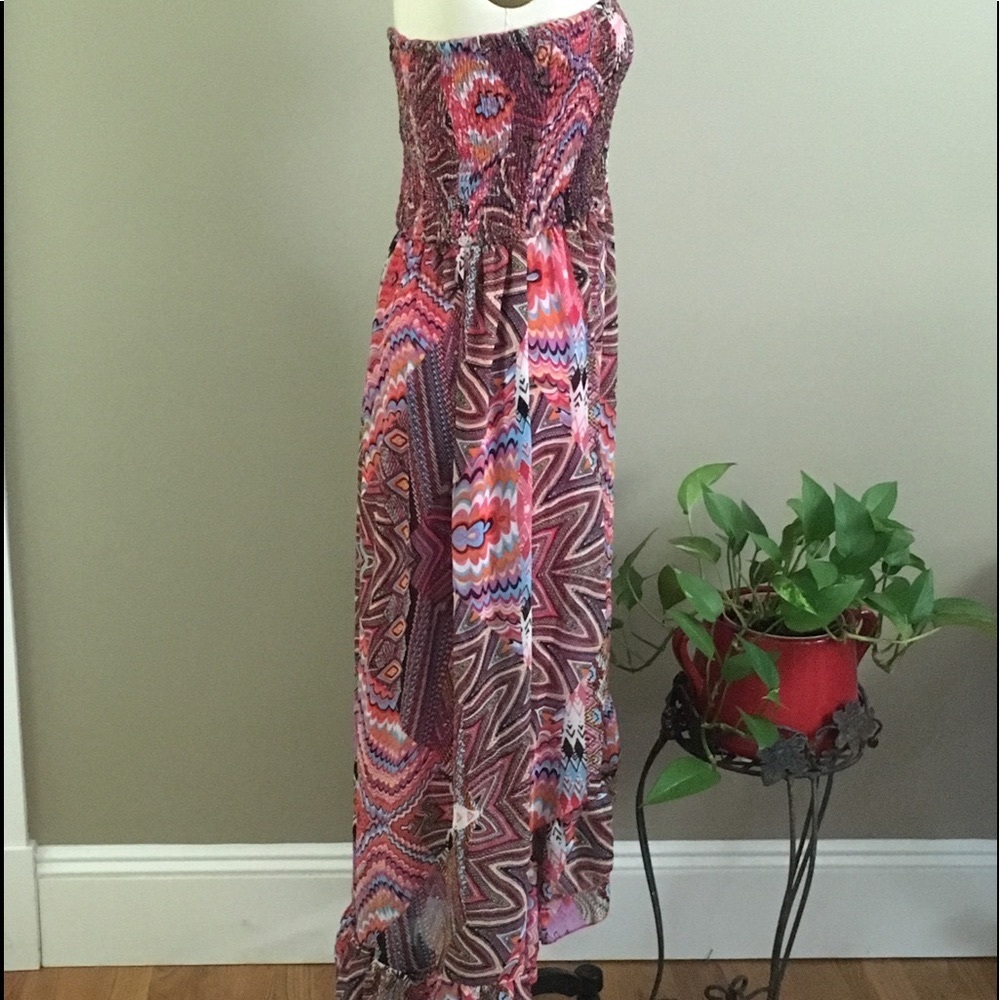 Strapless Dress Hi-Low with Ruffle